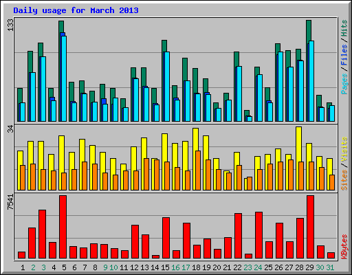 Daily usage for March 2013