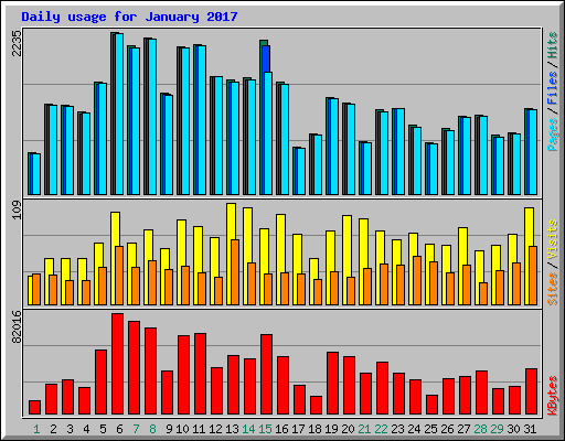 Daily usage for January 2017