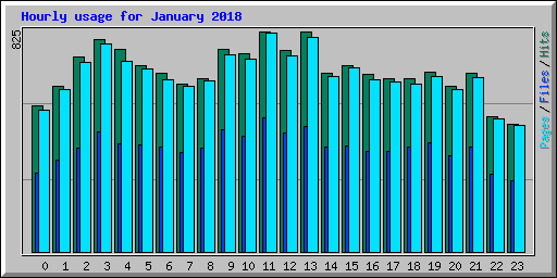 Hourly usage for January 2018