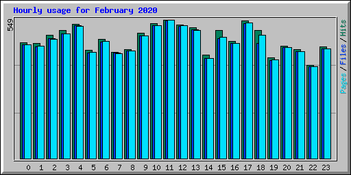 Hourly usage for February 2020